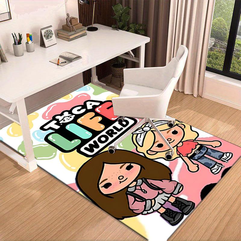 Toca Boca Spielfiguren im Gittermuster Teppich für das Büro, Stuhlunterlage, Dekorations Teppich Wohnzimmer Schlafzimmer Matte, Große Größe Fan Geschenke Weihnachtsgeschenke
