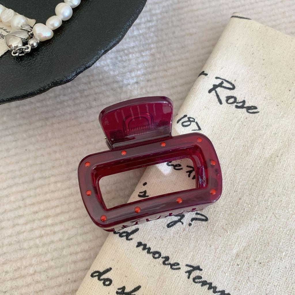 Vintage Zarte Geometrische Ausgehöhlte Gepunktete Fuchsienfarbene Haarklammer Schlichte Mode PVC Große Haarklammer Haaraccessoires