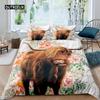 Highland Cow Duvet Cover King Sunflower Black Cattle Bedding Set Microfiber Farm Animal Cow Western Farmhouse Cattle Quilt Cover