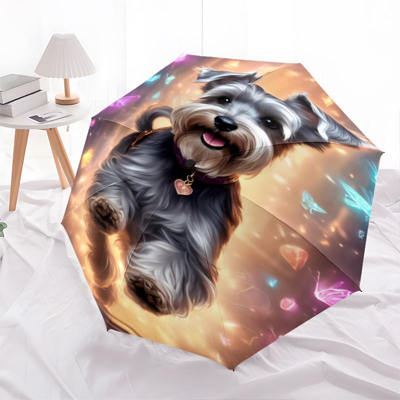 1pc Dog Lover Cute Pet Chihuahua VIP Border Collie Dog Umbrella Portable Folding Umbrella Iron Frame Hole Bone Structure Outdoor Home Umbrella H2