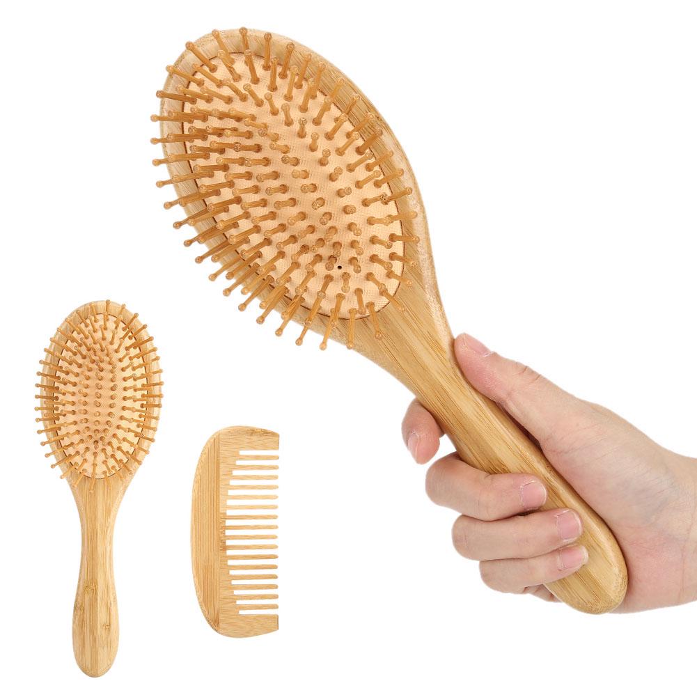 BlueZOO 2pcs Comb Set Anti Static Head Scalp Massage Bamboo Hairdressing Comb(Comb Set )