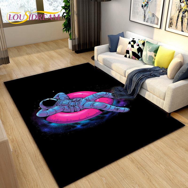 Cartoon Astronaut Space  Area Rug,Carpet Rug for Living Room Children's Room Decoration,Kids Play Crawl Soft Non-slip Floor Mat