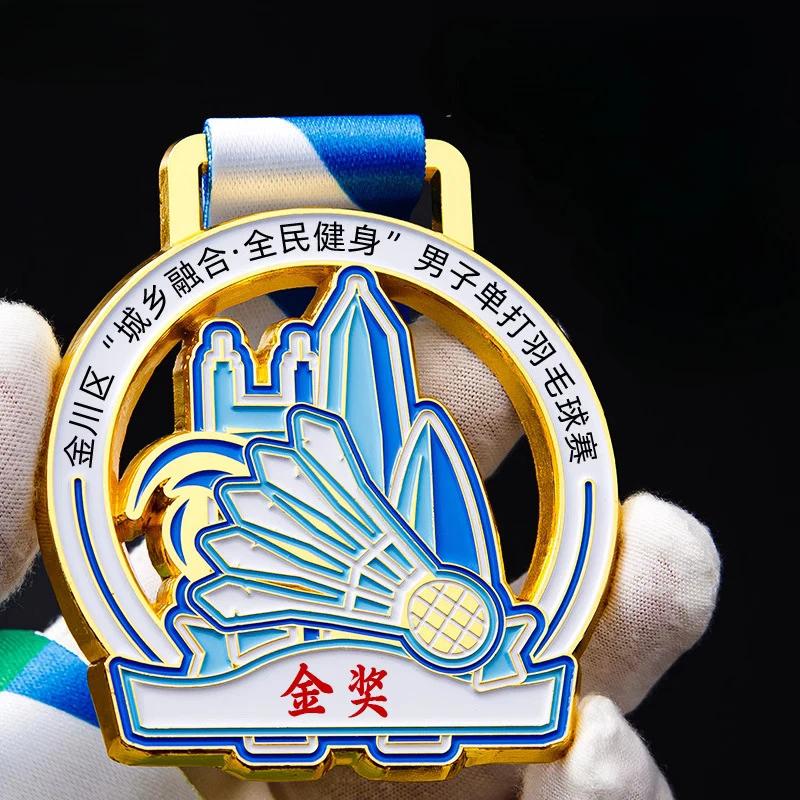 Spersonalizowany Metalowy Medal do Badmintona, Złoty, Srebrny, Brązowy, Nagroda Souvenir na Studenckie Zawody Sportowe, Mały Medal do Zawieszenia na Szyi, 2 Szt.