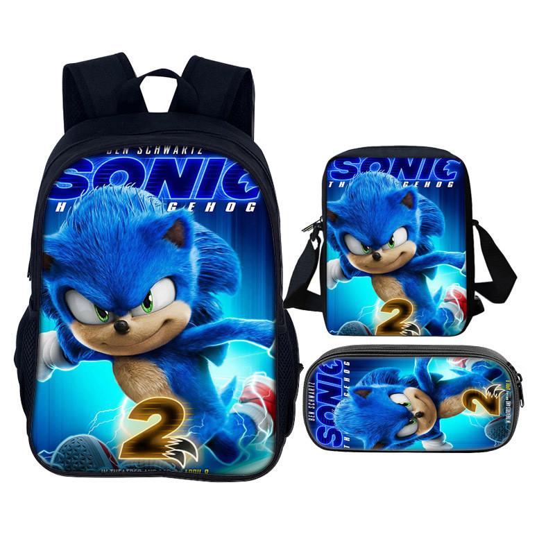Sonic The Hedgehog 2 Book Bag Set With Waterresistant Polyester For School And Travel