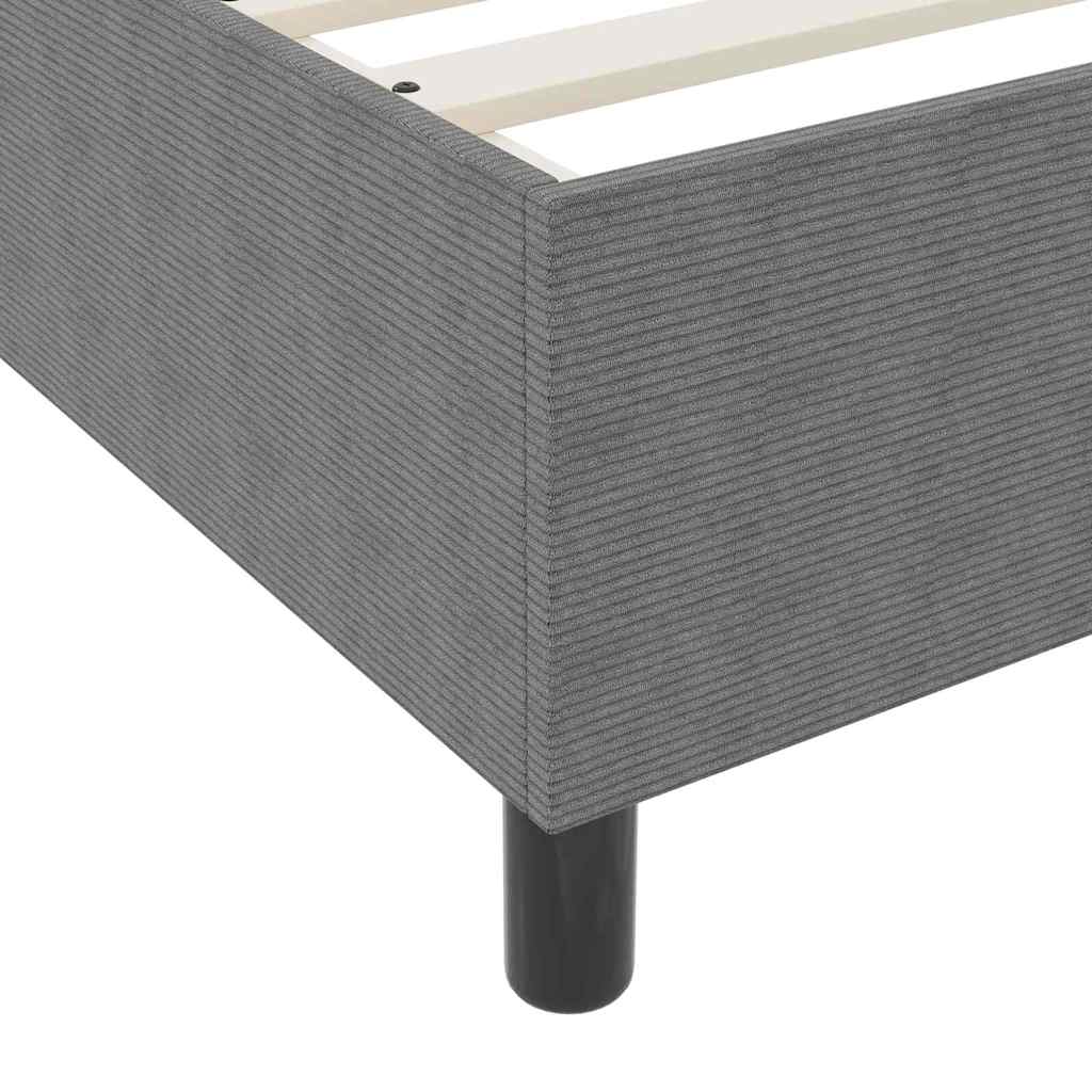 Box Spring Bed in Light Grey and White 140 x 200 cm Cord Fabric