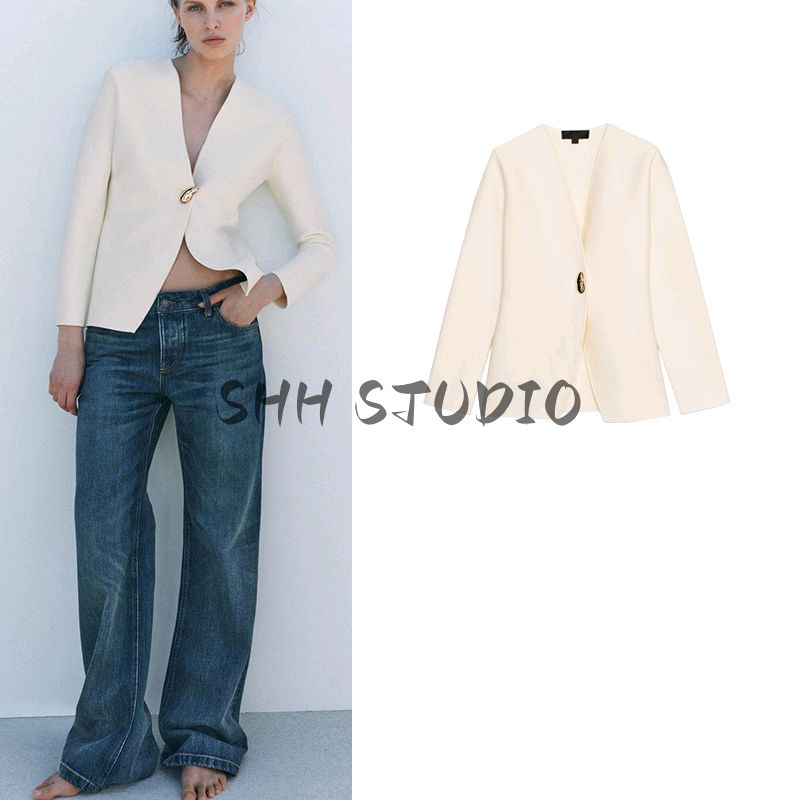 Spring New Women's Clothing French Minority Casual Minimalist Easiest for Match V Neck Long Sleeve Knitted Coat 4192005