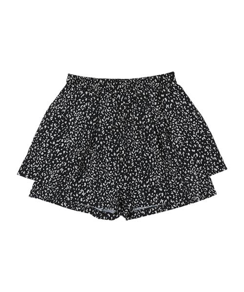 WHEN YOU MOVE Leopard Elastic Skirt Shorts Black