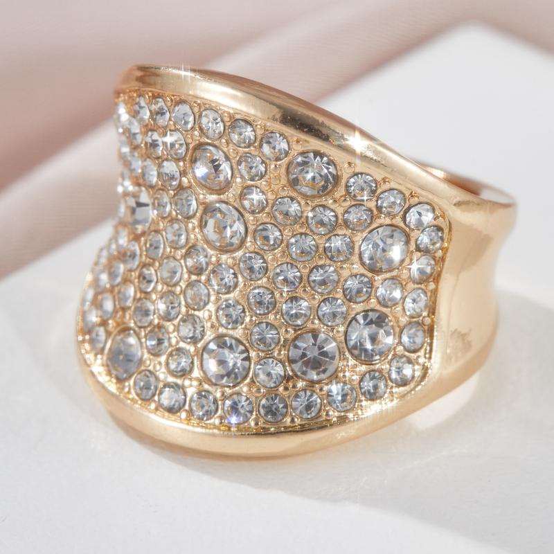 Luxury Metal Wide Face Cubic Zirconia Ring Exquisite Engagement Wedding Rings for Women Trendy Female Finger Jewelry for Party