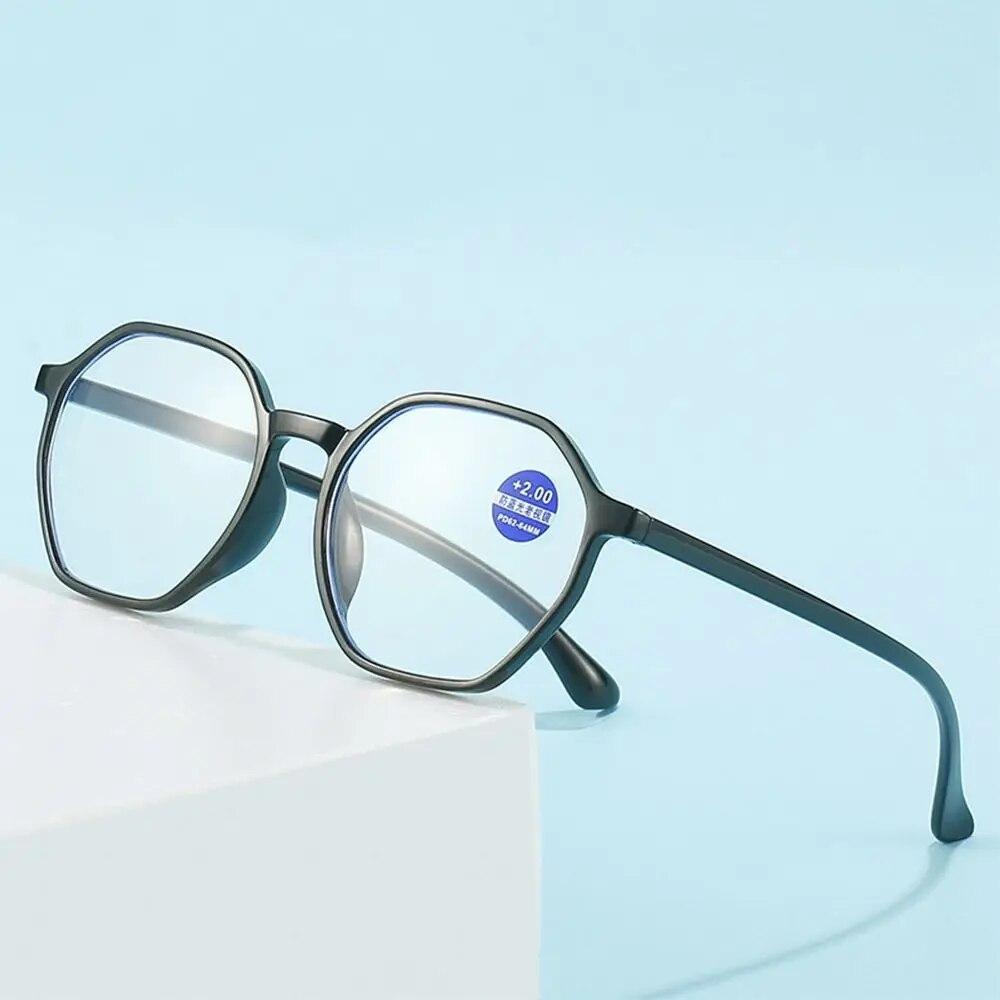 Polygonal Square Frame Anti-Blue Light Reading Glasses Urltra-Light Eye Protection Men Women Elegant Comfortable Eyeglasses