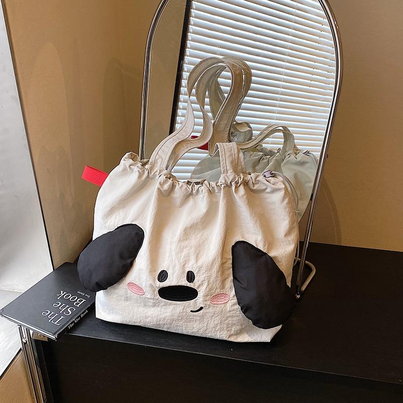 Large Capacity Women's Bag New Summer Versatile Drawstring Cute Shoulder Bag College Student Class Tote Bag