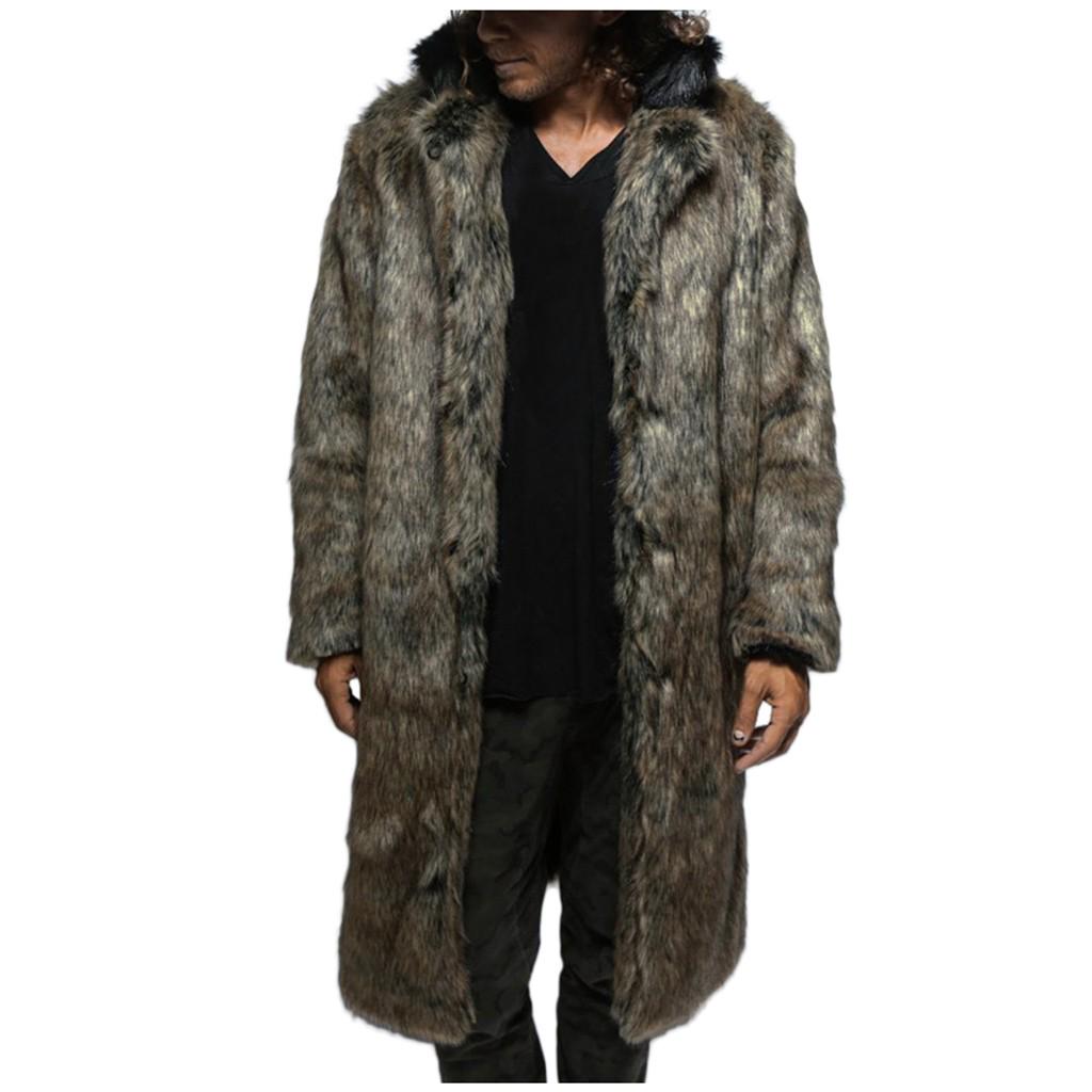 

Модное мужское теплое толстое пальто, куртка из искусственной верхней одежды, кардиган, пальто коричневый