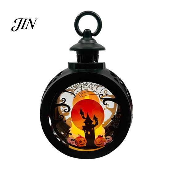 Indoor Outdoor Halloween Props Retro Pumpkin Lantern, LED Electronic Candle Light, Vintage Safe Flameless Decor Handheld Decorative Lamp for