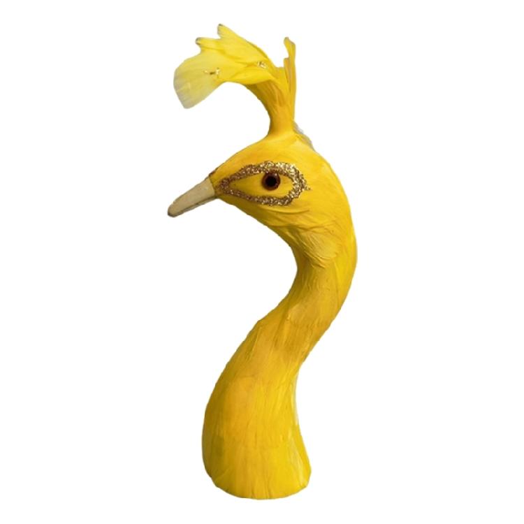 Realistic Feathered Peacocks Statue Ornament Peacocks Head Model for Home TV Cabinet Book Shelf Office Desk Decoration