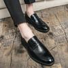 Men Thick Soled Loafers Shoes Leather Dress Shoes Men Outdoor Walking Shoes Comfortable Men Party Wedding Office Large Size Shoe