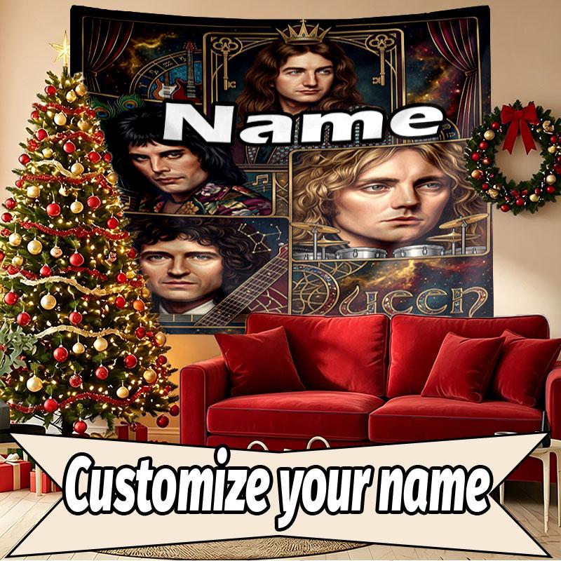 Custom Name Personalized Queen (band) Print Tapestry, Wall Art Decor, Bedroom, Dorm, Apartment, LivingRoom, Party Backdrop, Gift for Birthday