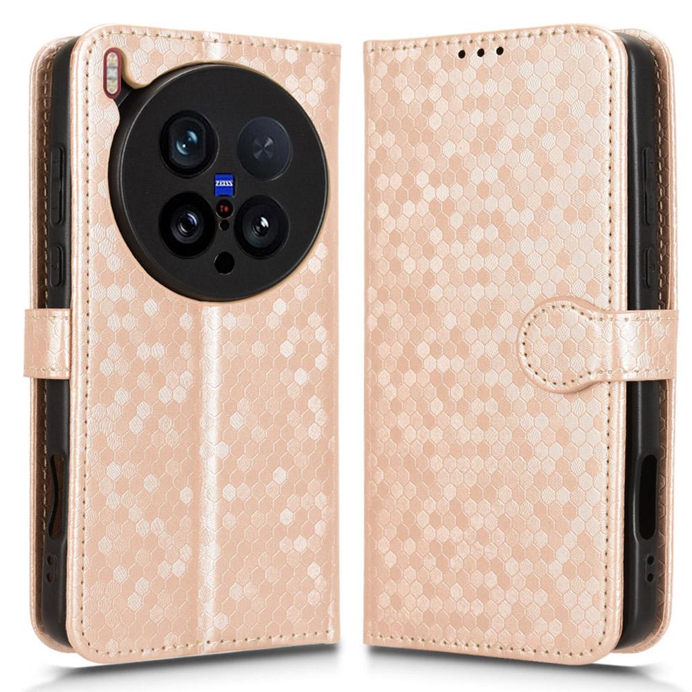 For vivo X200 Ultra 5G Wallet Case Dot Pattern Imprint PU Leather Phone Cover