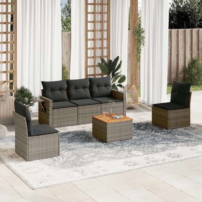 VidaXL Garden Lounge Set with Cushions 6 Pcs, Patio Sofas, Patio Furniture Set, Outdoor Furniture, Grey 3256837