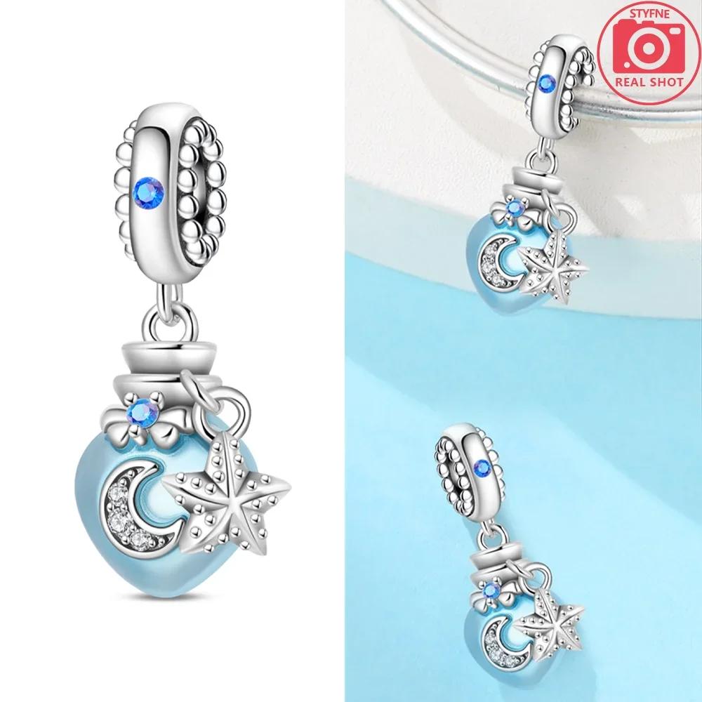 Pendants Woman Pink Heart Air Balloon Wishing Bottle Original Copper Charm Bead Fit Bracelet Women Jewelry Gift Diy