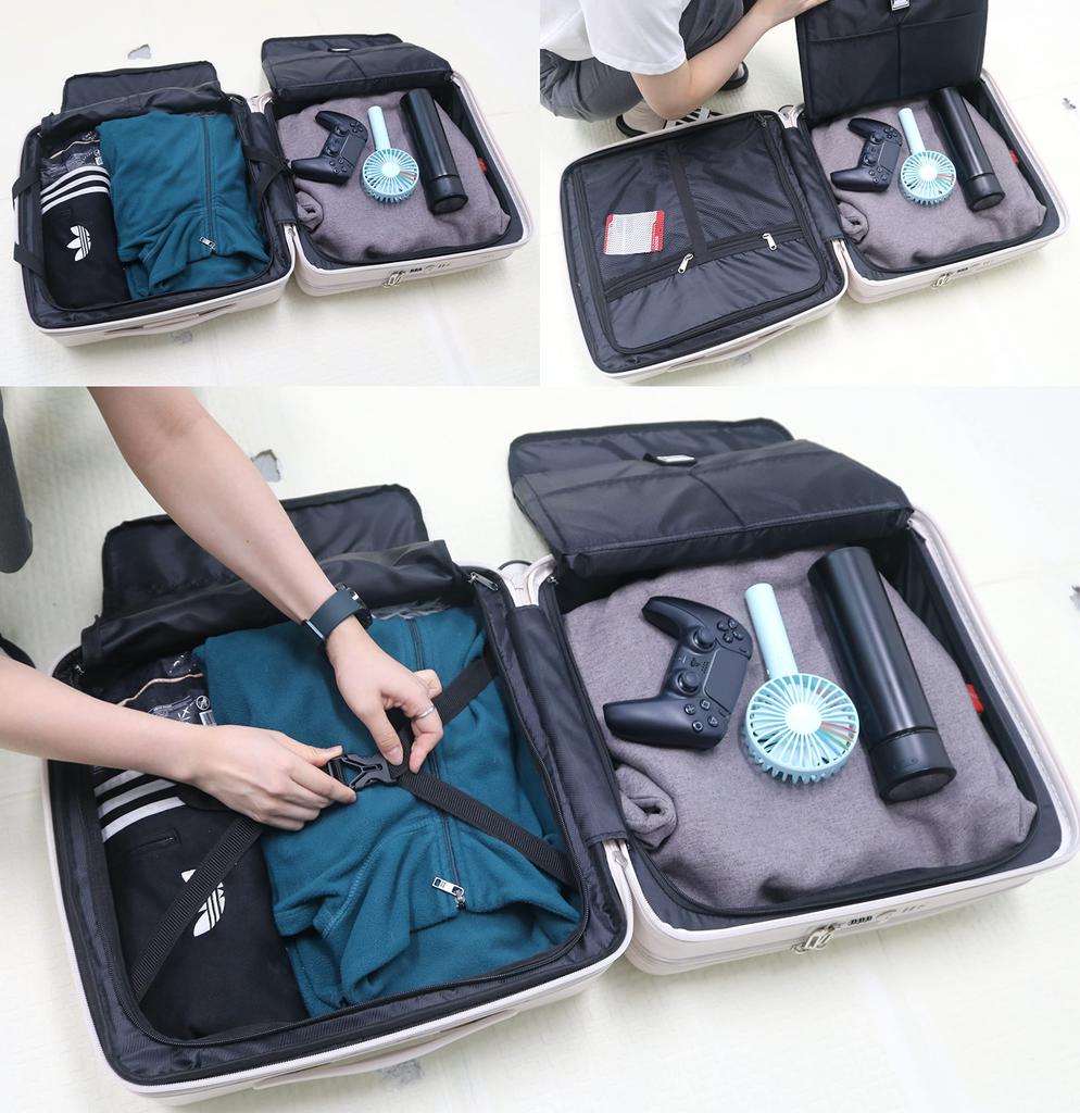 H Suitcase Carry Bag XS Size 35L Front Opening Pocket Removable Casters Carry Case Zippered Quiet Impact Resistant Polycarbonate Durable Travel