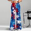 Women's Fashion Loose Drawstring Tight Waist Independence Day Printed Casual Sports Pants Casual Flared Pants