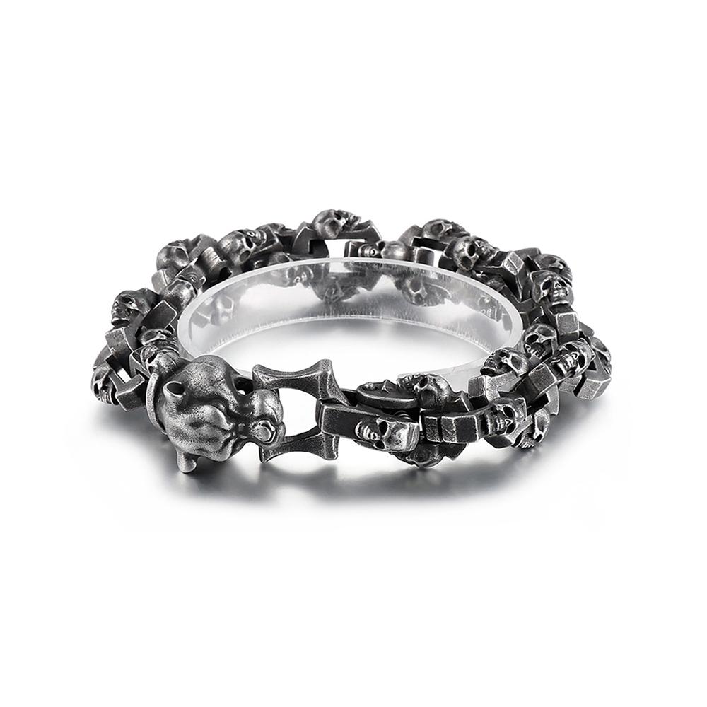 

Gothic Vintage Black Leopard Head Bracelets for Men 316L Stainless Steel Hip Hop Biker Skull Bangles Halloween Jewelry Wholesale 21cm