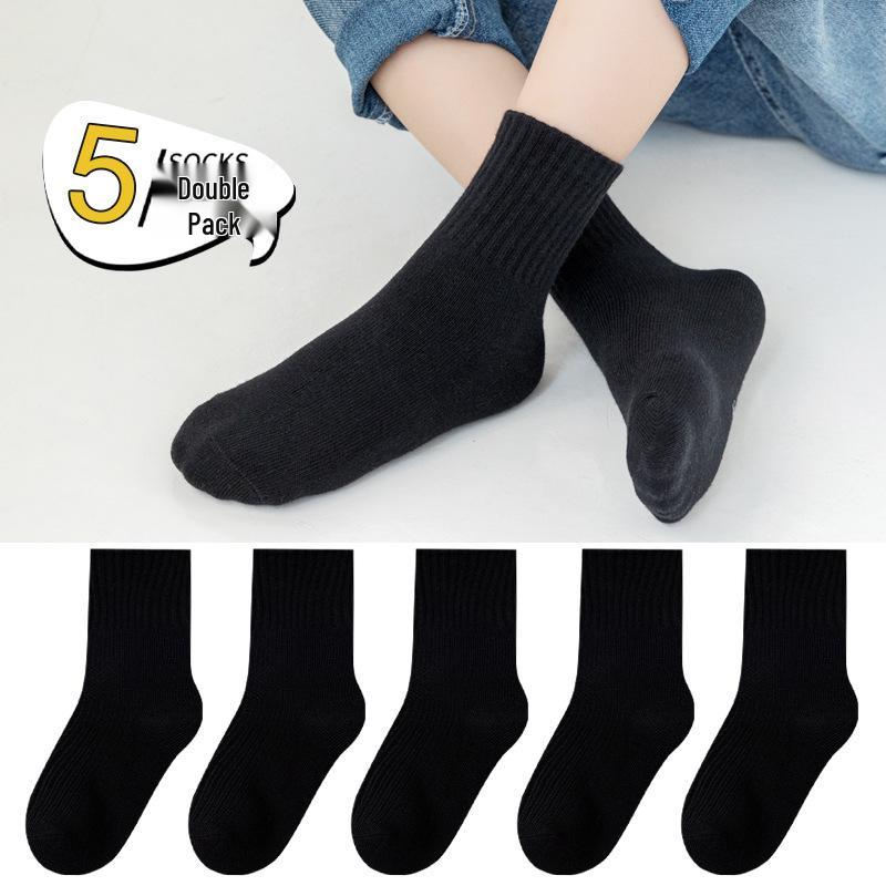 

Children s Mid-Calf Socks - Black, White, Gray | School Style for Boys & Girls | Spring & Autumn XL 9-12 years [19-23 cm]