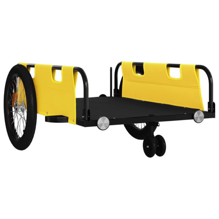VidaXL Remorque de vélo jaune et noir tissu oxford et fer 94197