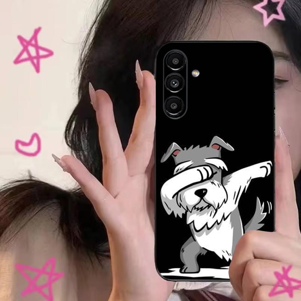 Cartoon Schnauzer Dog Cute Phone Case For Samsung S24,S21,S22,S23,S30,Ultra,S20,Plus,Fe,Lite,Note,10,9,5G Black Soft Cover