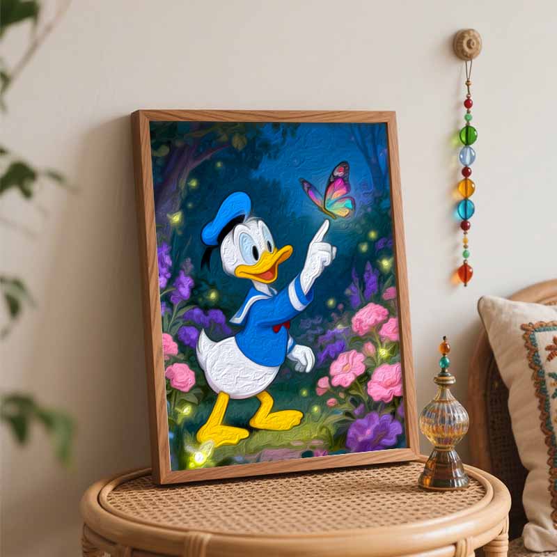 Disney Digital Oil Painting Art Kit Donald Duck Butterfly Garden Handmade Coloring Painting Home Decor