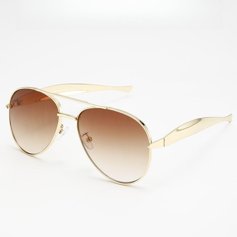 Toad Shaped Sunglasses for Women Metal New Retro Sunglasses for Men Large Frame Pilot Double Beam Sunglasses