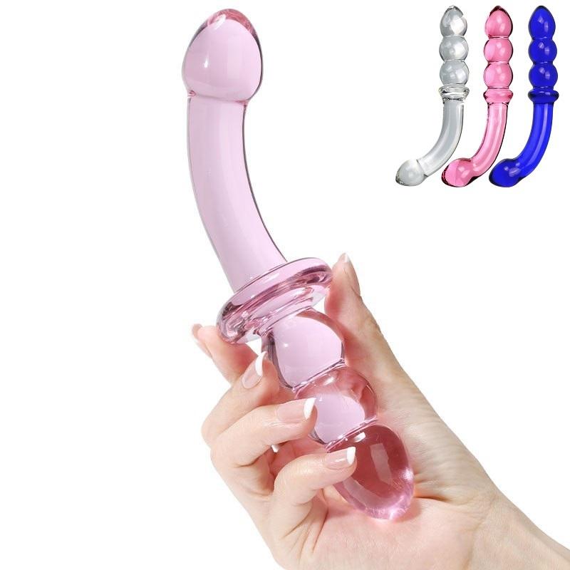 Double Ended Crystal Glass Anal Beads Butt Plug G-spot Stimulation Dildo Penis Gay Masturbate Adult Sex Toy For Women Men