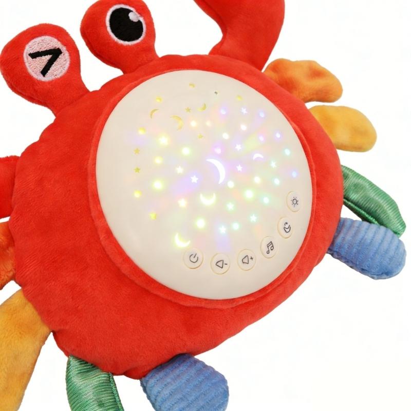 Kids White Noise Sound Machine with Baby Night Light Star Projector for Baby Sleepings Soother Crabs Plush Toy Gift