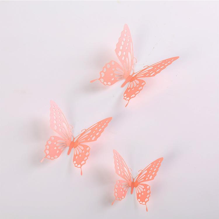 12Pcs/Set Red Blue Pink 3D Hollow Butterfly Wall Stickers For Wedding Home Decoration Living Room Decor Art Butterflies Decals