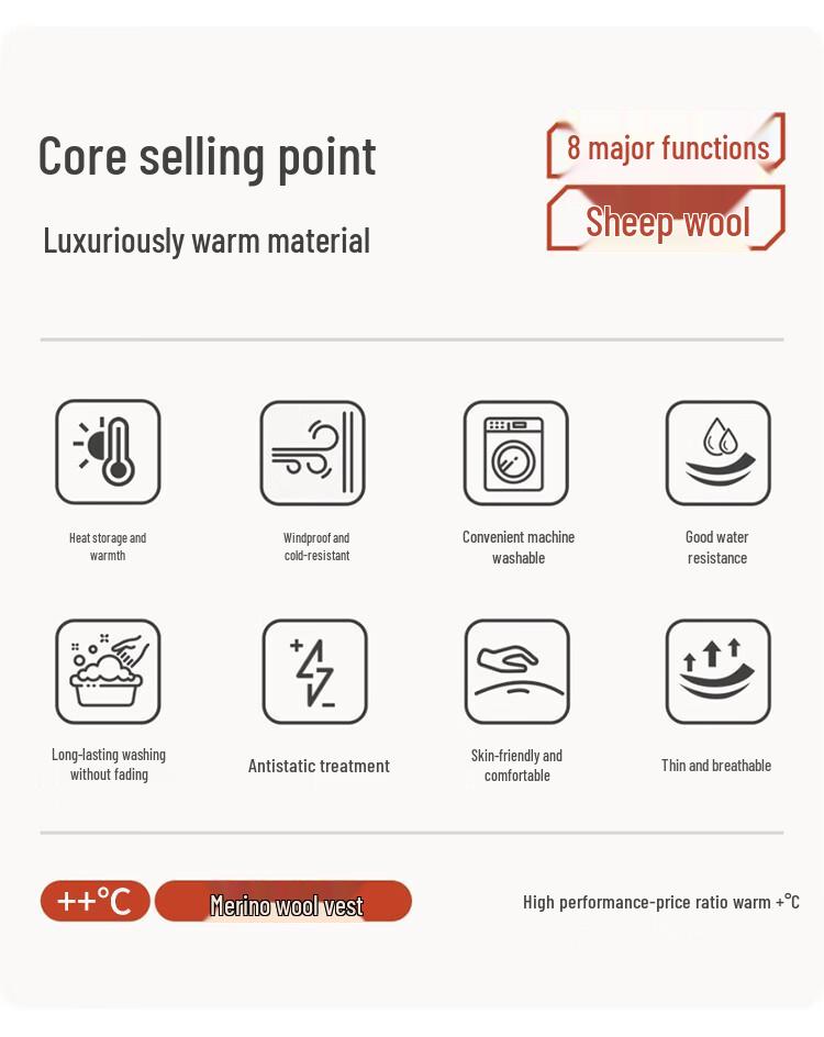 Yalu Unisex 100% Wool Thermal Sleeveless Vest