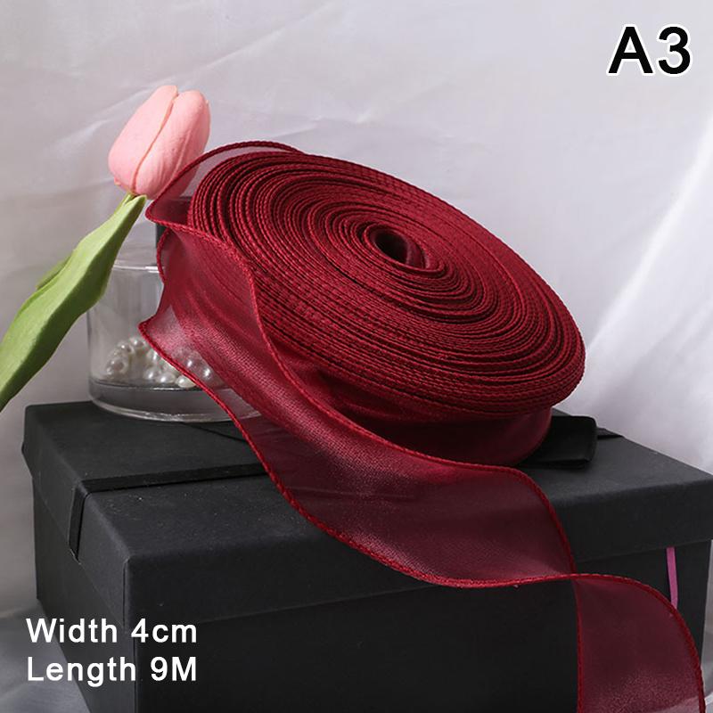 

10 ярдов/рулон прозрачной шифоновой ленты, органзы, атласных лент для упаковки подарков, украшения свадебных букетов, венков, принадлежностей для шитья