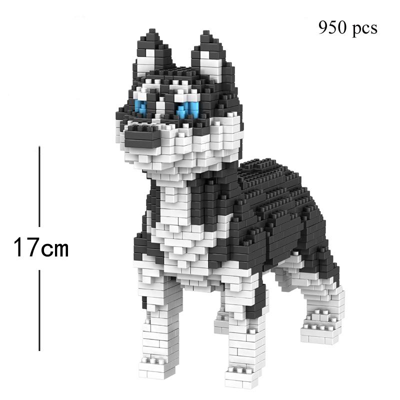 KNEW BUILT Dog Model Micro Mini Building Blocks Children Assemble Toys or Beginner Cute Bulldog Hughes Shiba Inu Pet Style Brick
