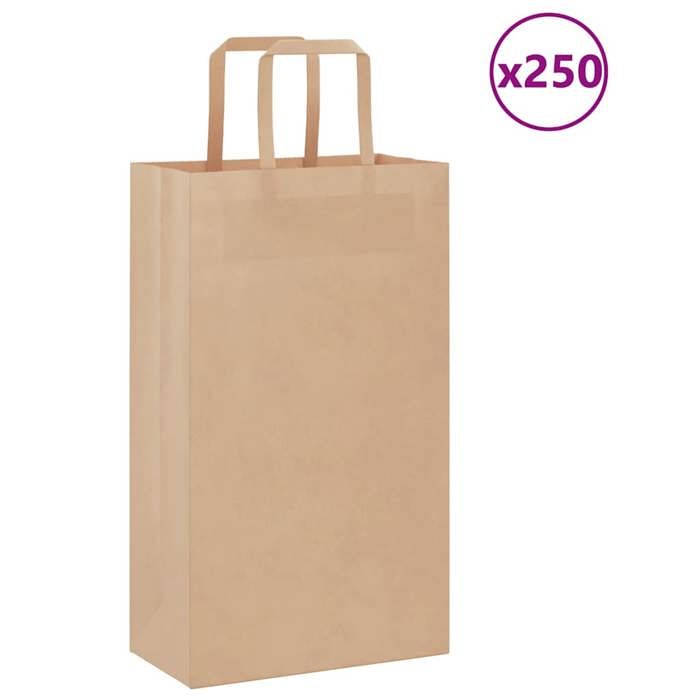VidaXL Paper Bags 250 Pcs with Handles Brown 21x11x36 Cm, Paper Bag, Paper Gift Bag, Paper Gift Bag, 4101813