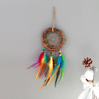 Traumfänger mit Holzperlen-Lanyard, indischer Stil, dekorativer Garten-Hängefeder, Traumfänger, Dekoration, Heimdekoration