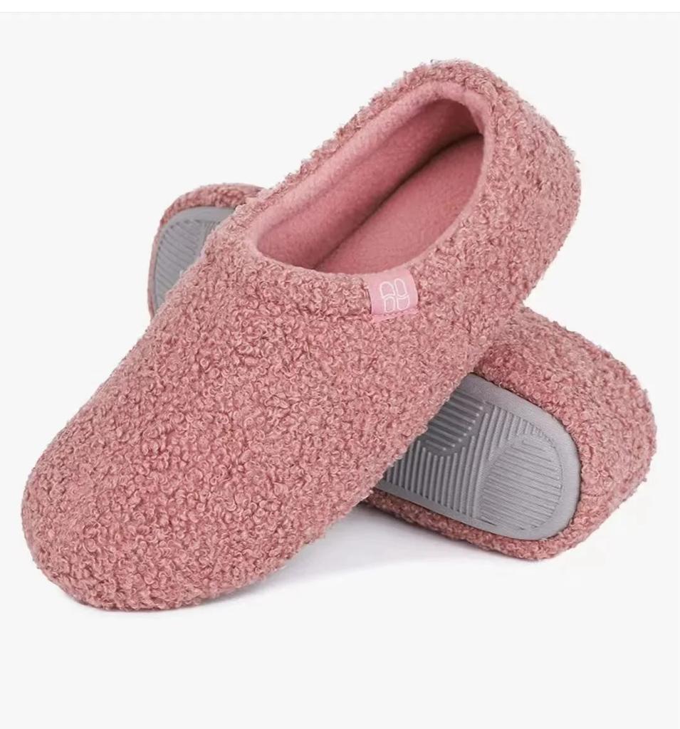 Ultra-Soft Home Cotton Shoes for Women Men, Cozy Teddy Fleece Slippers with Non-Slip Sole All-Wrap