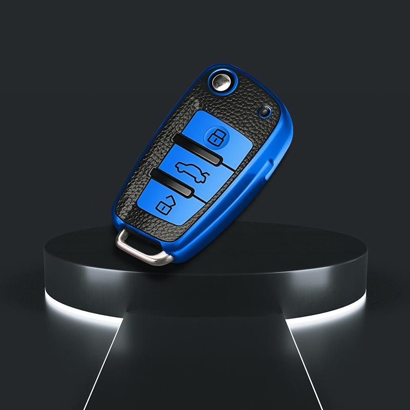 TPU Leather Auto Car Remote Flip Key Case Cover Shell Fob Holder for A4 B7 A6 C6 4f 8v A3 8p A1 A3 Keyless Accessories