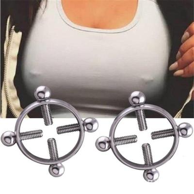 Adjustable Non-piercing Electroplated Stainless Steel Nipple Ring Clamp - European & American Style