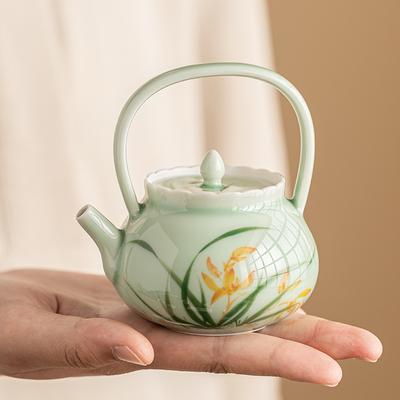 Handbemalte Orchidee Ti Liang Kanne Kleine Kapazität Keramik Teekanne Premium Gefühl mit Filter Exquisite Blume Teekanne
