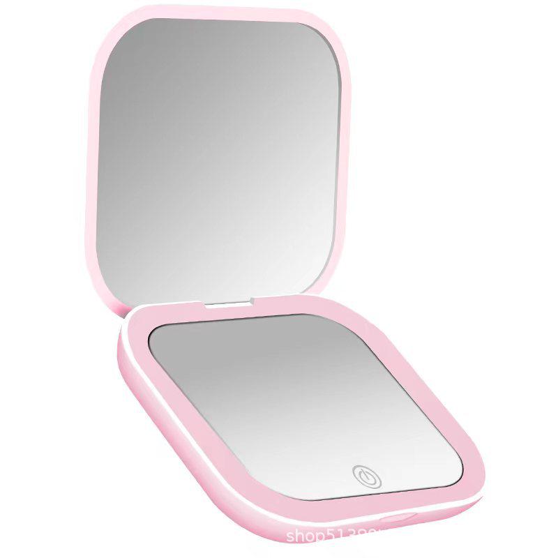 

Portable LED Lighted Makeup Mirror: Compact Folding Beauty Mirror with Logo for Touch-Ups