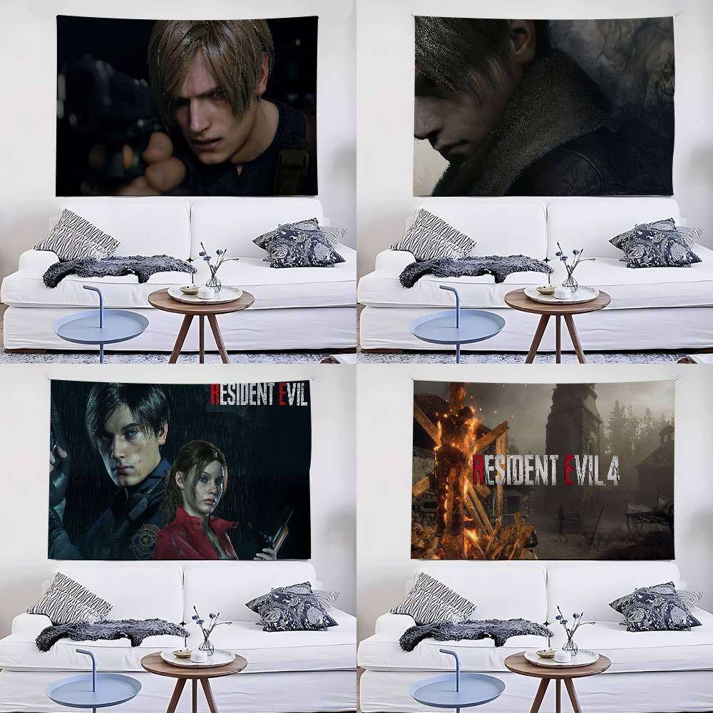 Game RResident Leon Kennedy Evil Tapestry Wall Hanging Tapestry Art Deco Blanket Curtain Hanging Home Bedroom Living Room Decor