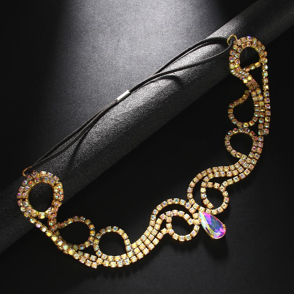 Fashion Rhinestone Drop Forehead Head Chain Headwear Jewelry Drag Queen Accessories Tribal Belly Dance Headpiece for Women