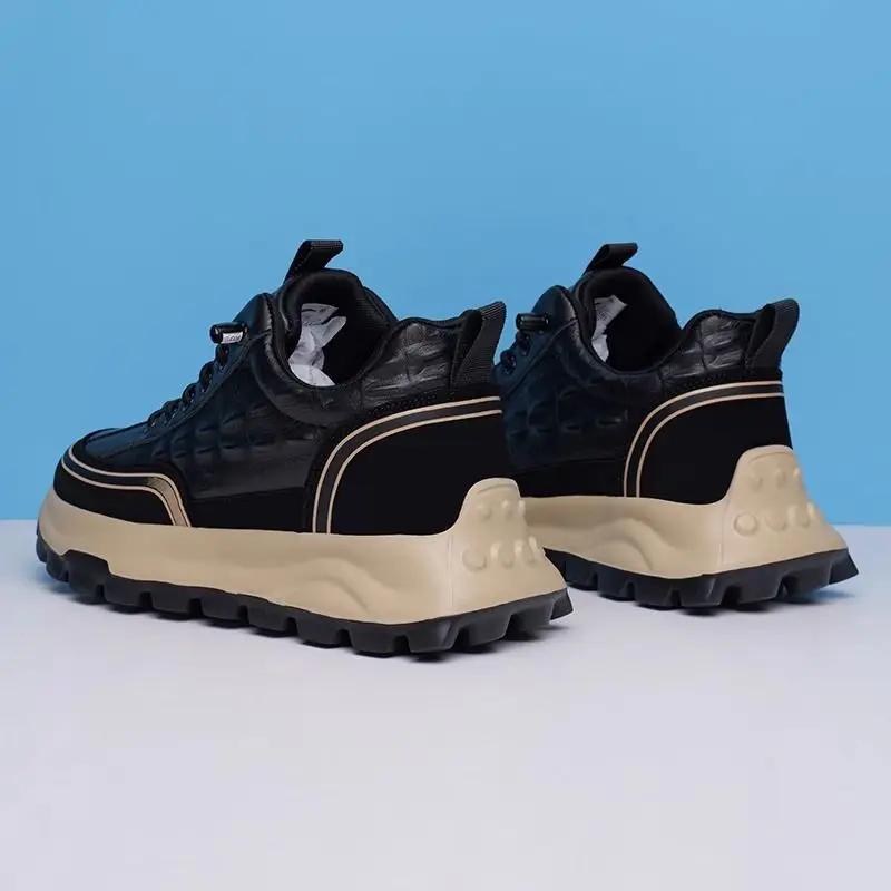 2025 New Men's Sports Shoes, Leather Casual Shoes, Men's Platform Running Shoes, Luxurious and Fashionable Men's Tennis Shoes