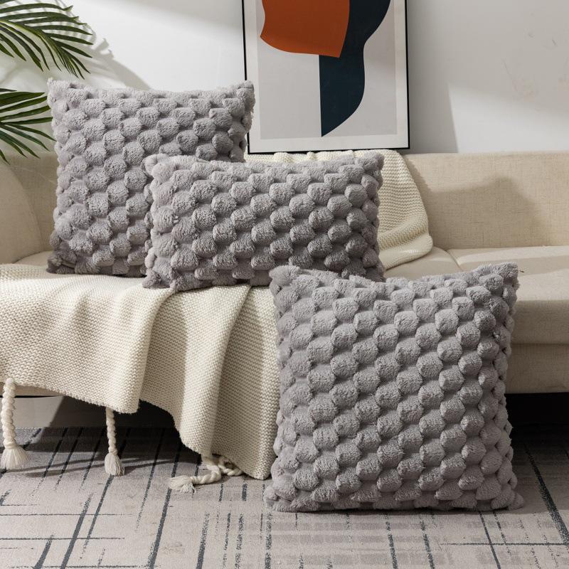 Snowflake Velvet Pillow Cover - Solid Color Decorative Cushion for Sofa or Bed