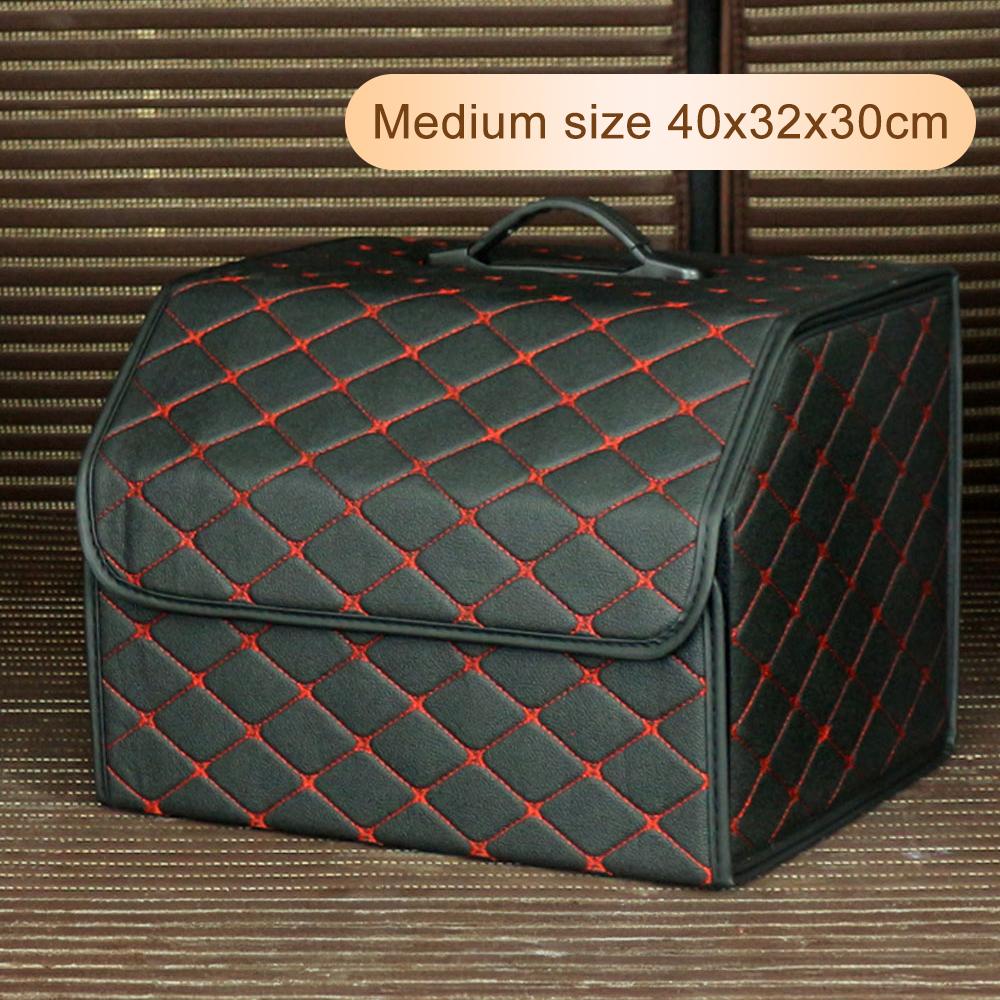 Collapsible Car Trunk Storage Box High Capacity Organizer In The Car PU Leather Trunk Tool Box Auto Accessories Storage Bag