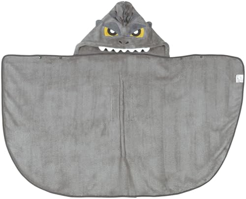 Skater Kids' Bath Poncho with Hood, Quick-Drying, 108 X 92cm, Godzilla Design, Boys' BPO1-A