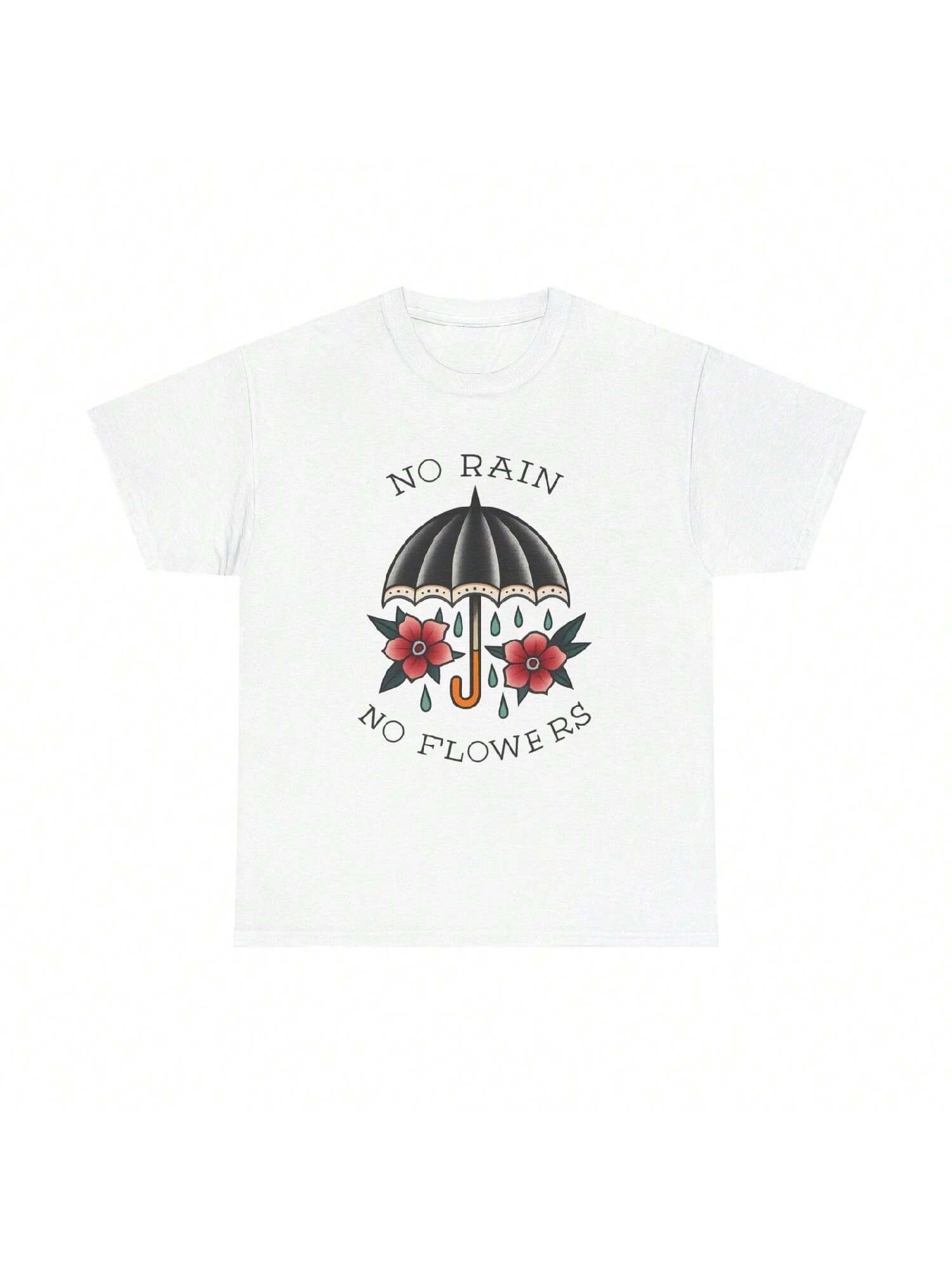 No Rain No Flowers Sailor Jerry Graphic T Shirt Vintage Unisex Heavy Cotton Tee S разноцветный